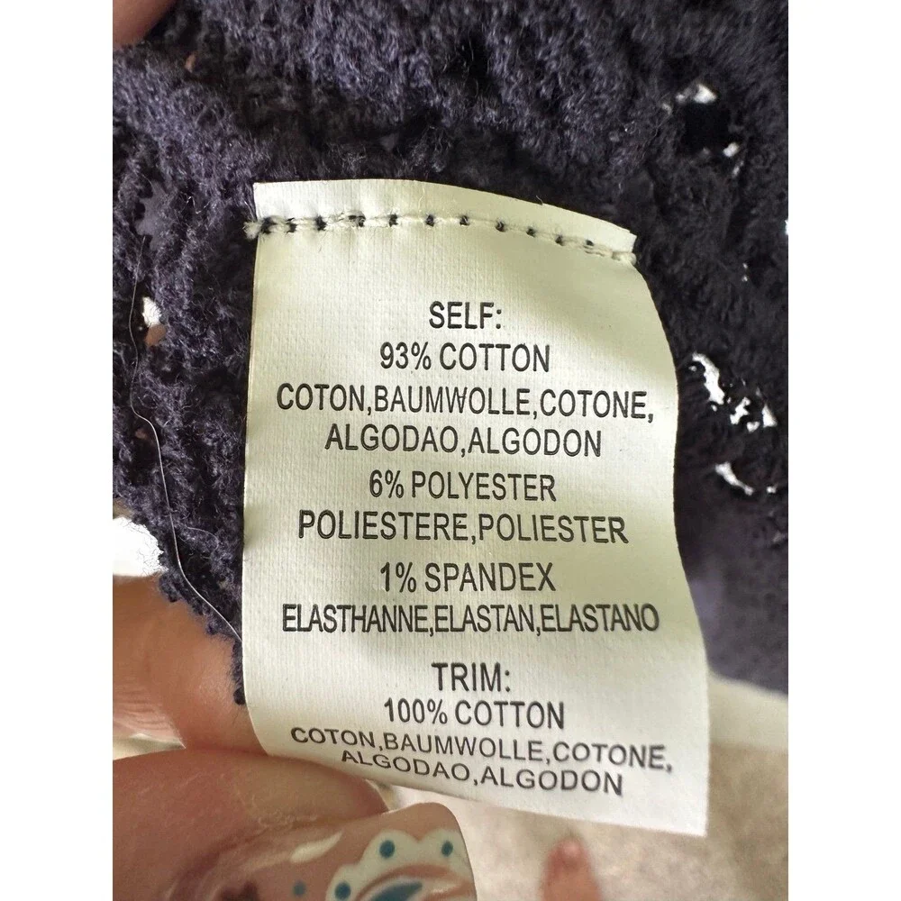 Anthropologie Deletta Navy Bohemian Crochet Lace Embroider Blouse Cover Up Top M